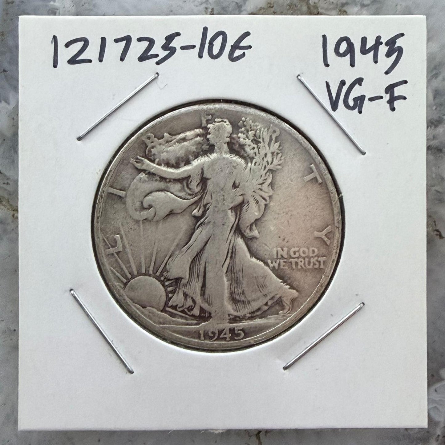 1945 US Walking Liberty Half Dollar 90% Silver VG-F #121725-10E