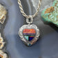 QT Quoc Sterling Silver Southwestern Style Multistone Inlay Heart Pendant For Women