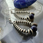 Sterling Silver Graduated Navajo Pearl Beads & Lapis Hoop Dangle Earrings For Women