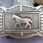 Emerson Kinsel Native American Sterling Silver Overlay Horse Belt Buckle For Men