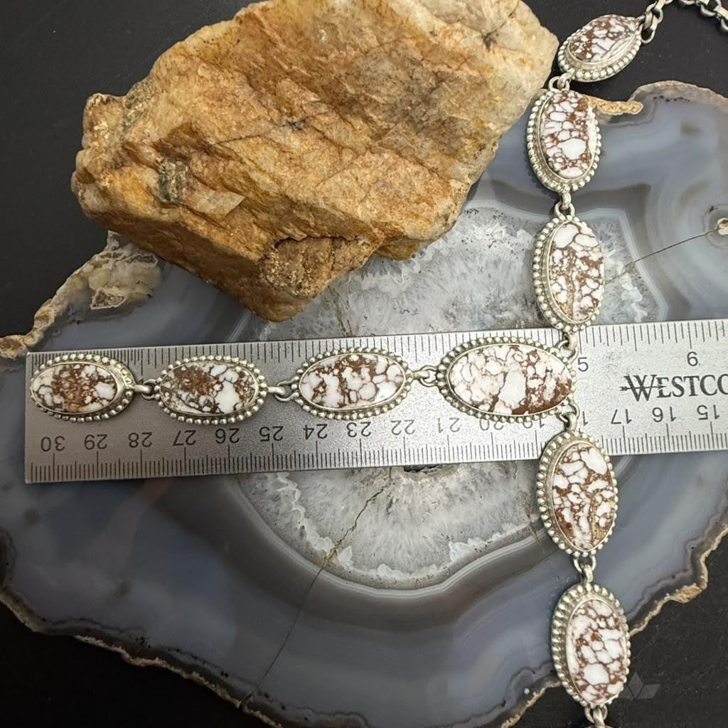 Sterling Silver Southwestern Style Oval Wild Horse Lariat 23.5" Necklace For Women