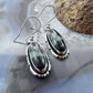 Native American Sterling Silver Oval Blackjack Dangle Earrings For Women