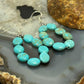 Sterling Silver 8 Oval Turquoise Beads Hoop Dangle Earrings For Women