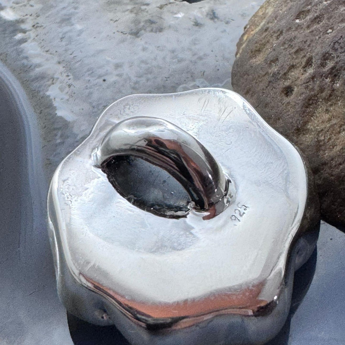 Sterling Silver Fashion Electroform Decorated Rose Pendant- Taxco Mexico