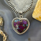Sterling Silver Southwestern Style Purple Dahlia Heart Pendant For Women