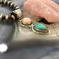 Native American Sterling Silver Pink Conch Shell & Turquoise Pendant For Women