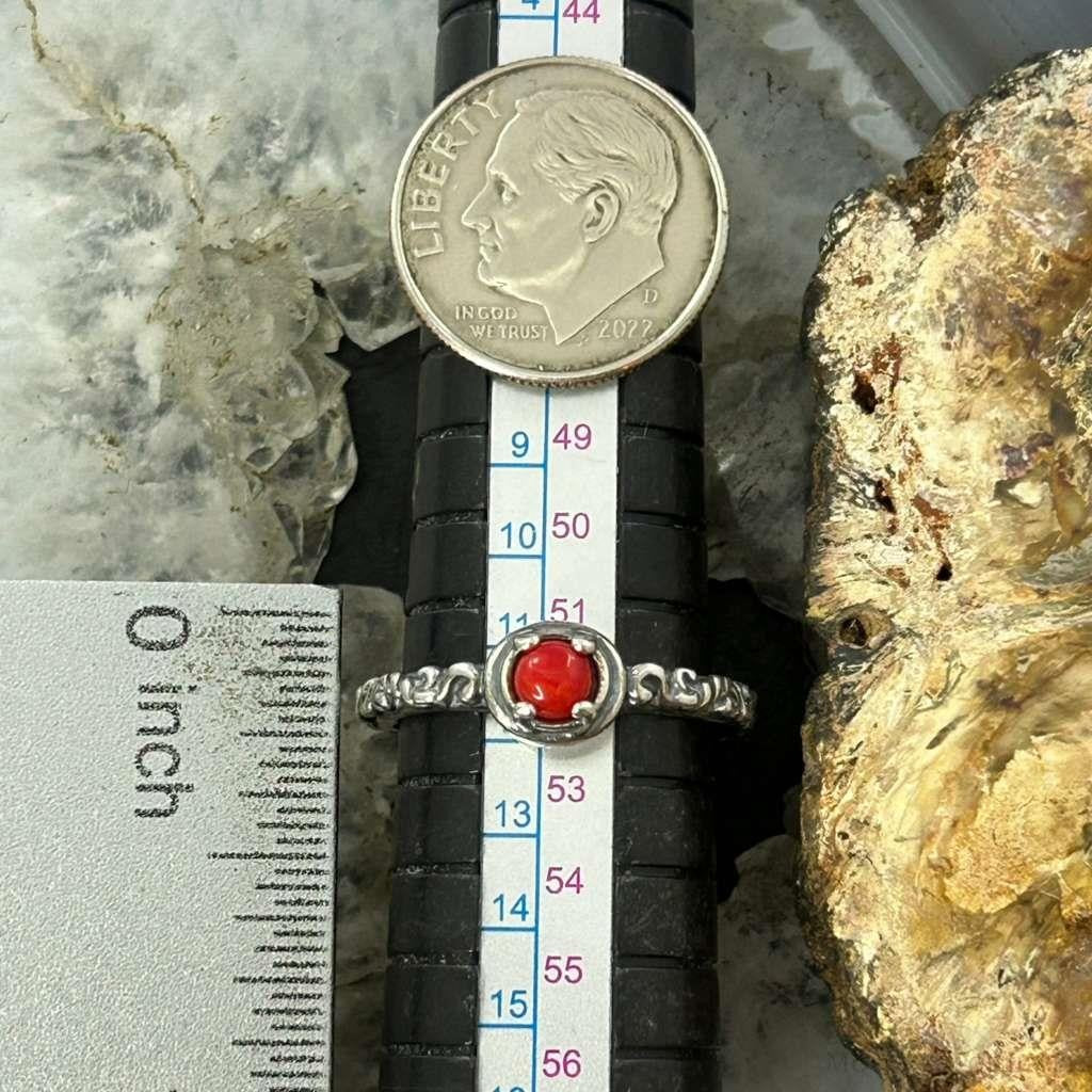 Carolyn Pollack Sterling Silver Round Red Jasper Decorated Slim Ring For Women