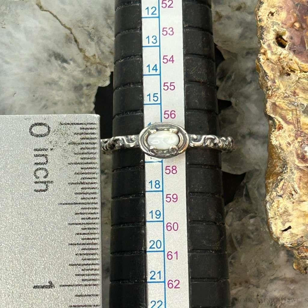 Carolyn Pollack Sterling Silver Oval MOP Slim Decorated Ring For Women