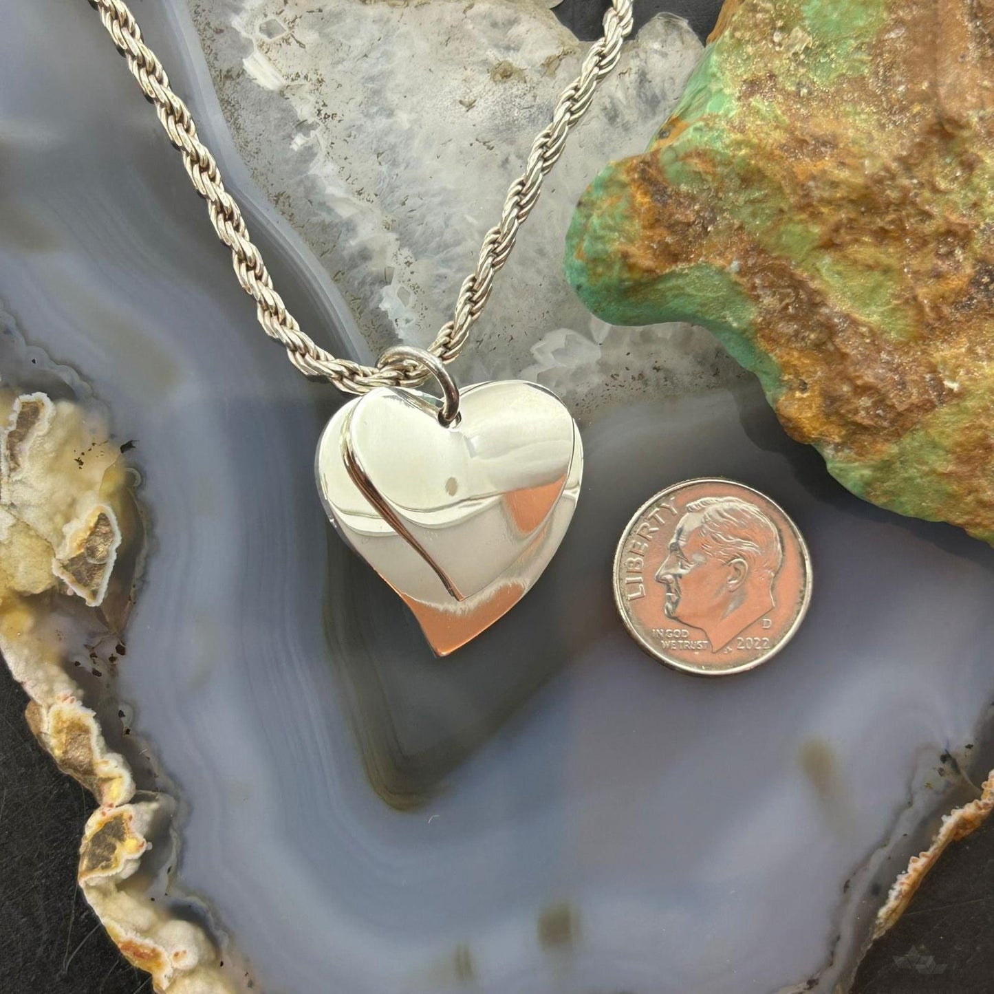 Sterling Silver Fashion Double Heart Heart Pendant For Women