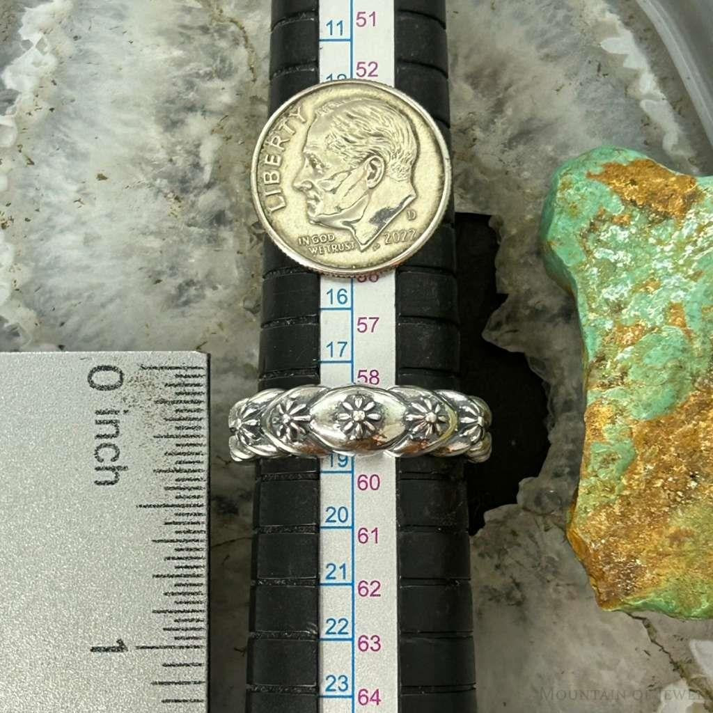 Carolyn Pollack Sterling Silver Decorated Flower Concho Ring Size 9 For Women