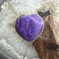 Sterling Silver Southwestern Style Charoite Heart Ring For Women