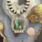 Sterling Silver Southwestern Style Square Blackjack Turquoise Decorated Pendant