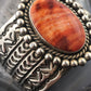 Elroy Chavez Native American Sterling Oval Spiny Oyster Stamped Heavy Bracelet