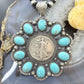 Genuine 1942 90% Silver Walking Liberty Half Dollar Coin w/Turquoise Unisex Pendant
