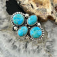 Sterling Silver Southwestern Style Mohave Turquoise Cluster Ring Size 6.75 For Women