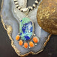 Sterling Silver Southwestern Style Azurite Chrysocolla & Spiny Oyster Decorated Pendant