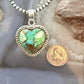 Sterling Silver Southwestern Style Green Turquoise Dahlia Heart Pendant For Women