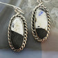 Native American Sterling Silver Oval White Buffalo Dangle Earrings For Women.