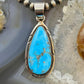Native American Sterling Blue Ridge Turquoise Teardrop Pendant For Women #1