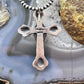 Richard Yazza Sterling Silver Oval Pink Conch Decorated Unisex Cross Pendant