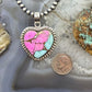 Sterling Silver Southwestern Style Cotton Candy Heart Pendant For Women #1