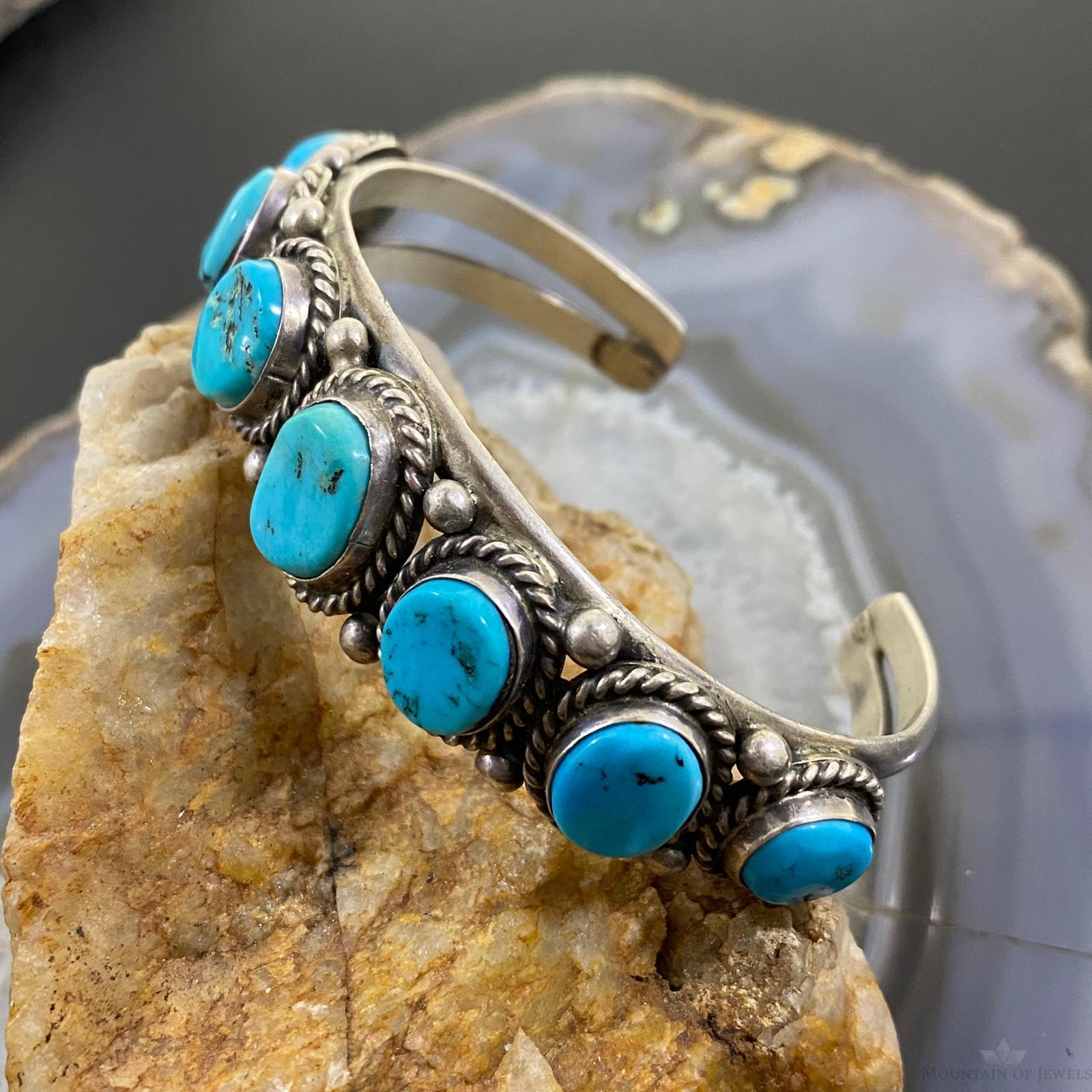 Sterling Silver Turquoise Bracelet Southwest Cuff Tribal Bangle Vintage  Jewelry - CranberryManor Fine Antiques & Vintage Collectibles
