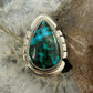 Sterling Silver Southwestern Style Teardrop Malachite Chrysocolla Ring Size 9 For Women
