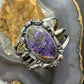 Sterling Silver Southwestern Style Oval Charoite Decorated Bracelet For Women