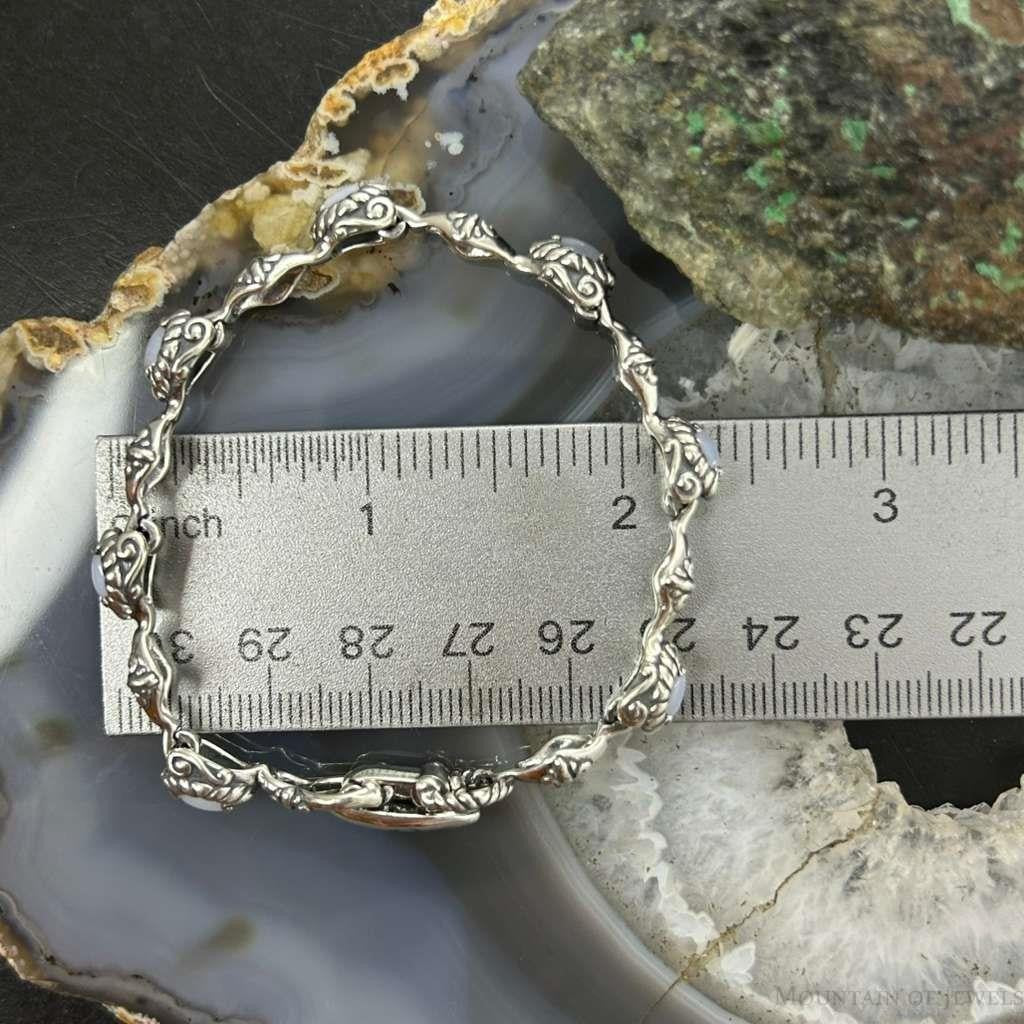 Carolyn Pollack Sterling Silver Oval Blue Lace Agate Link Bracelet For Women