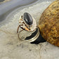 S.Ray Native American Sterling Marquise Onyx Decorated Ring Size 5.5 For Women