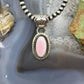 Native American Sterling Silver Oval Pink Conch Decorated Bail Pendant For Women