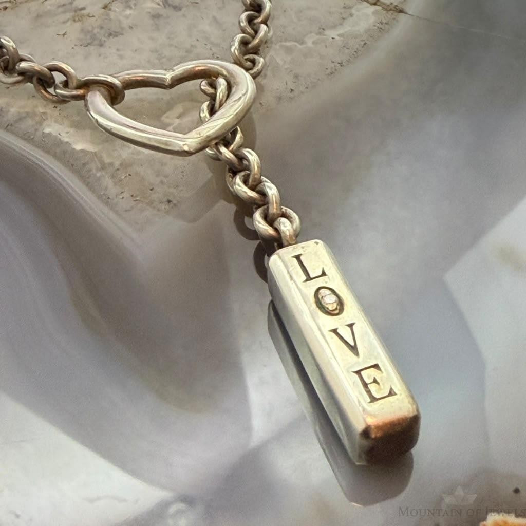 Sterling Silver Fashion Chain Link w/Pendant Love Always 20" Necklace For Women