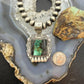 Sterling Silver Southwestern Style Rectangle Blackjack Turquoise Decorated Pendant #1