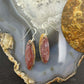 Sterling Silver Oval Plum Moss Agate Slab Dangle Earrings For Women #533
