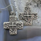 Cheyenne Custer Sterling Silver Tufa Cast Cross Dangle Earrings For Women