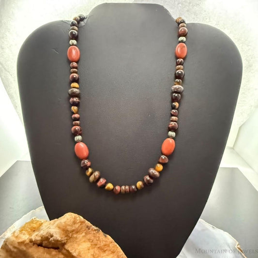Carolyn Pollack Sterling Silver Tiger's Eye & Jasper 17"-20" Necklace For Women