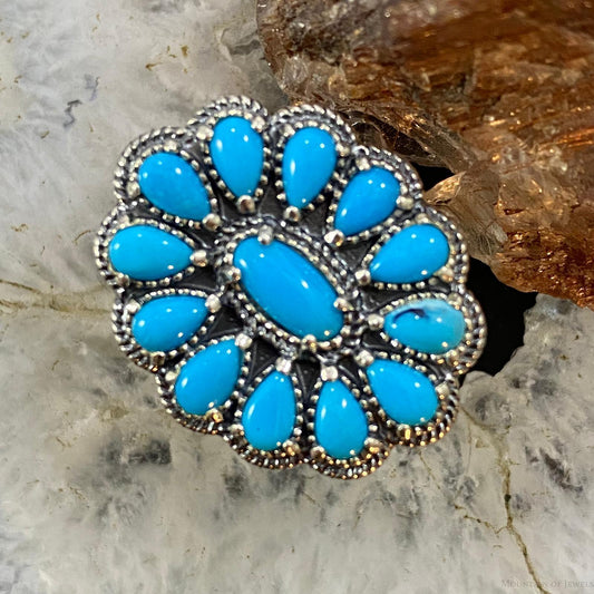 Carolyn Pollack Southwestern Style Sterling Silver Sleeping Beauty Turquoise Cluster Ring For Women