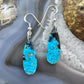 Sterling Silver Elongated Teardrop Chrysocolla Slab Dangle Earrings For Women #224