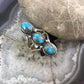 Native American Sterling Silver 3 Oval Matrixed Turquoise Ring Size 9.75 For Women