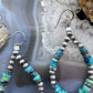 Sterling Silver Southwestern Style Navajo Pearl & Turquoise Bead Hoop Earrings For Women