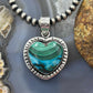 Sterling Silver Southwestern Style Azurite Malachite Heart Decorated Pendant For Women