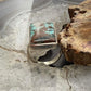 Sterling Silver Southwestern Style Rectangle Turquoise Ring Size 7.5 For Women