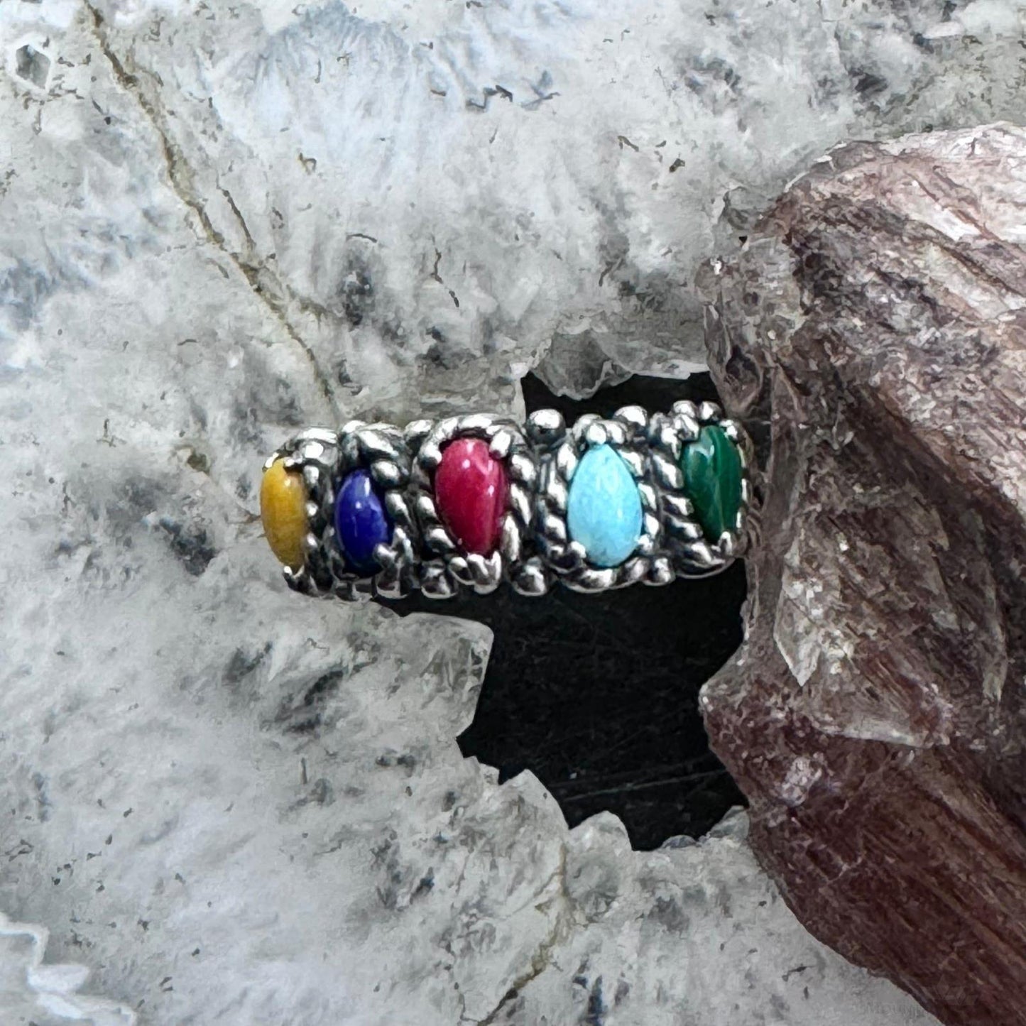 Carolyn Pollack Sterling Silver 5 Assorted Gemstone Split Shank Ring For Women