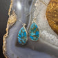 Sterling Silver Southwestern Style Teardrop Cooper Turquoise Dangle Earrings For Women