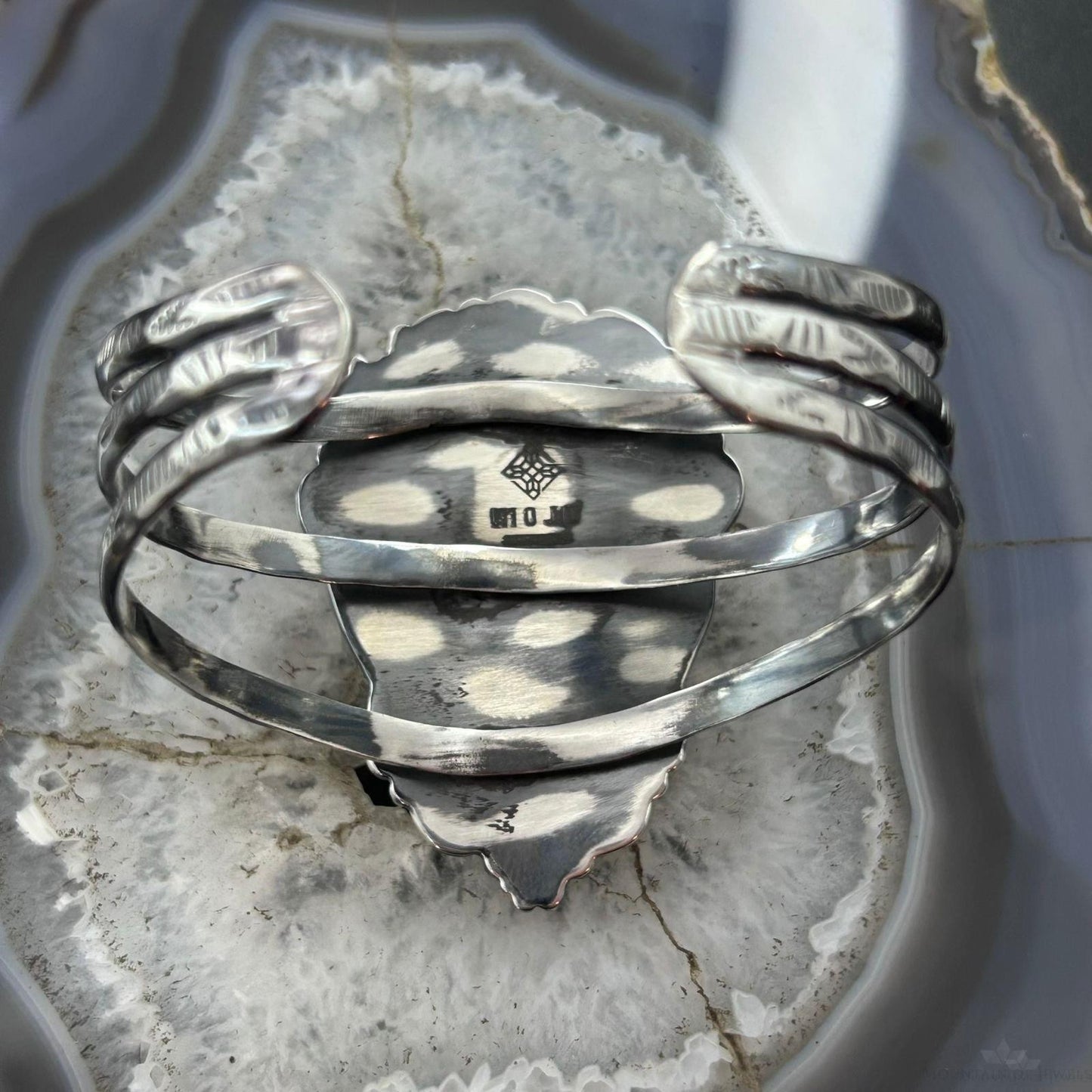 Sterling Silver Southwestern Style Large Teardrop Charoite Bracelet For Women