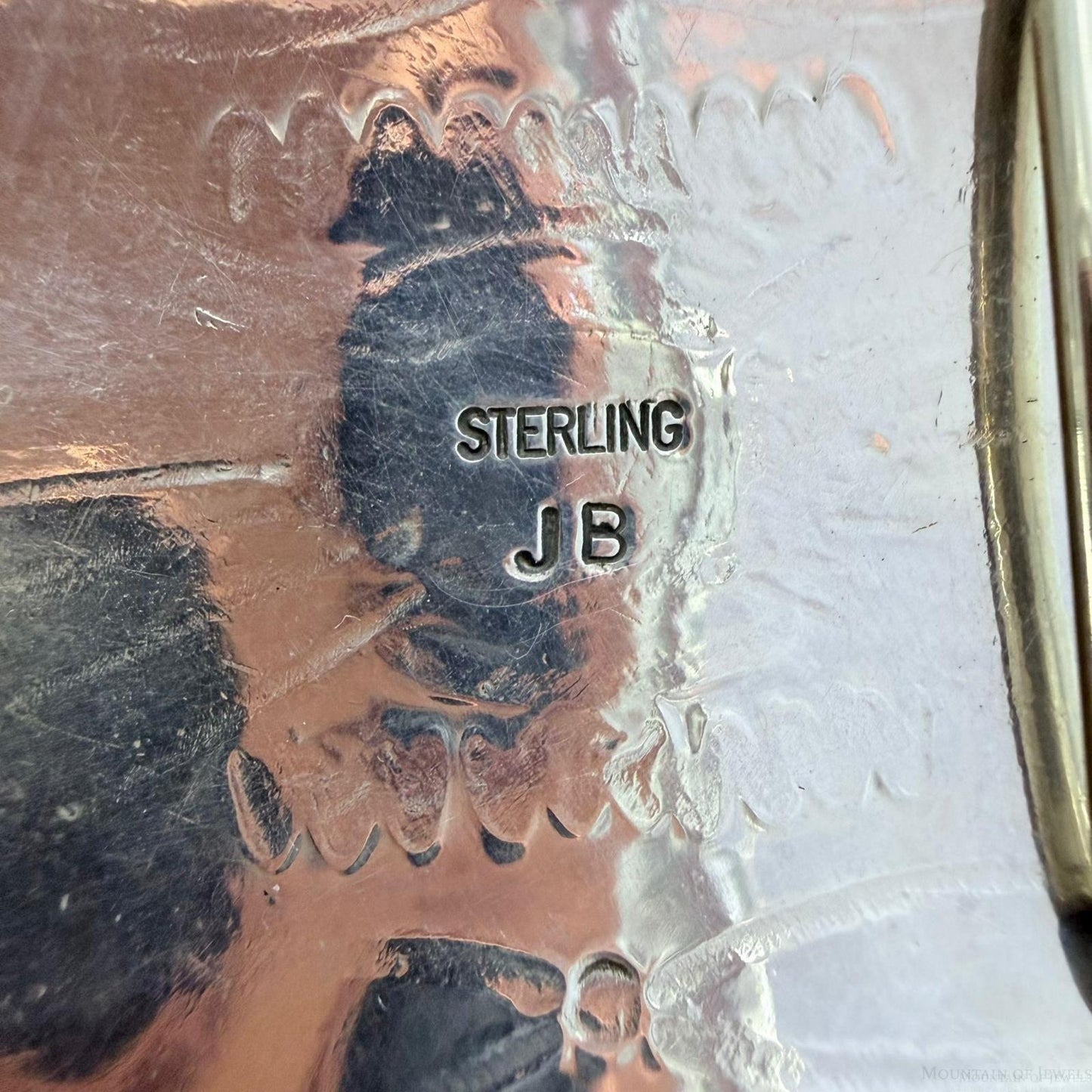 Joann Begay Native American Sterling Silver 5 Turquoise Stamped Belt Buckle For Men