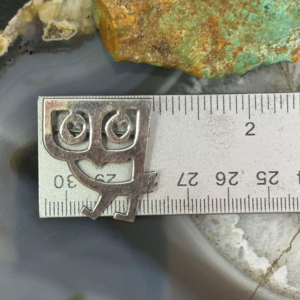 Charles Mik Stousland Sterling Silver Modernist Owl Brooch Pin