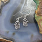 Sterling Silver Hamsa with Evil Eye Fashion Dangle Earrings For Women