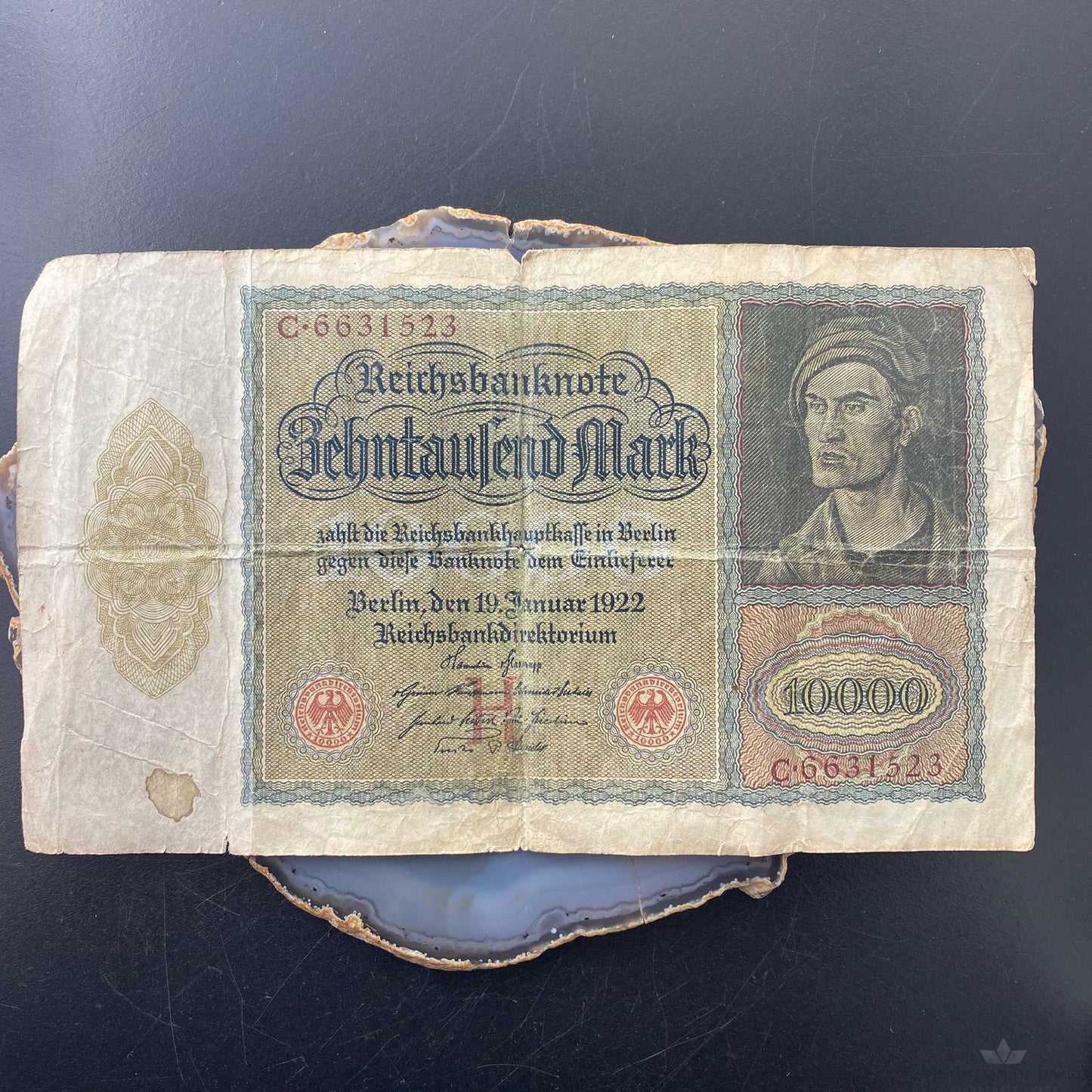 1922 Germany 10000 Marks Berlin Large Reichsbanknote, Collectible