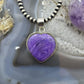 Sterling Silver Southwestern Style Charoite Heart Shape Pendant For Women
